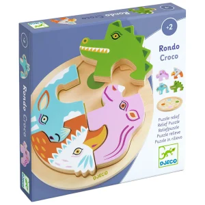 djeco houten puzzel rondo croco - 4st